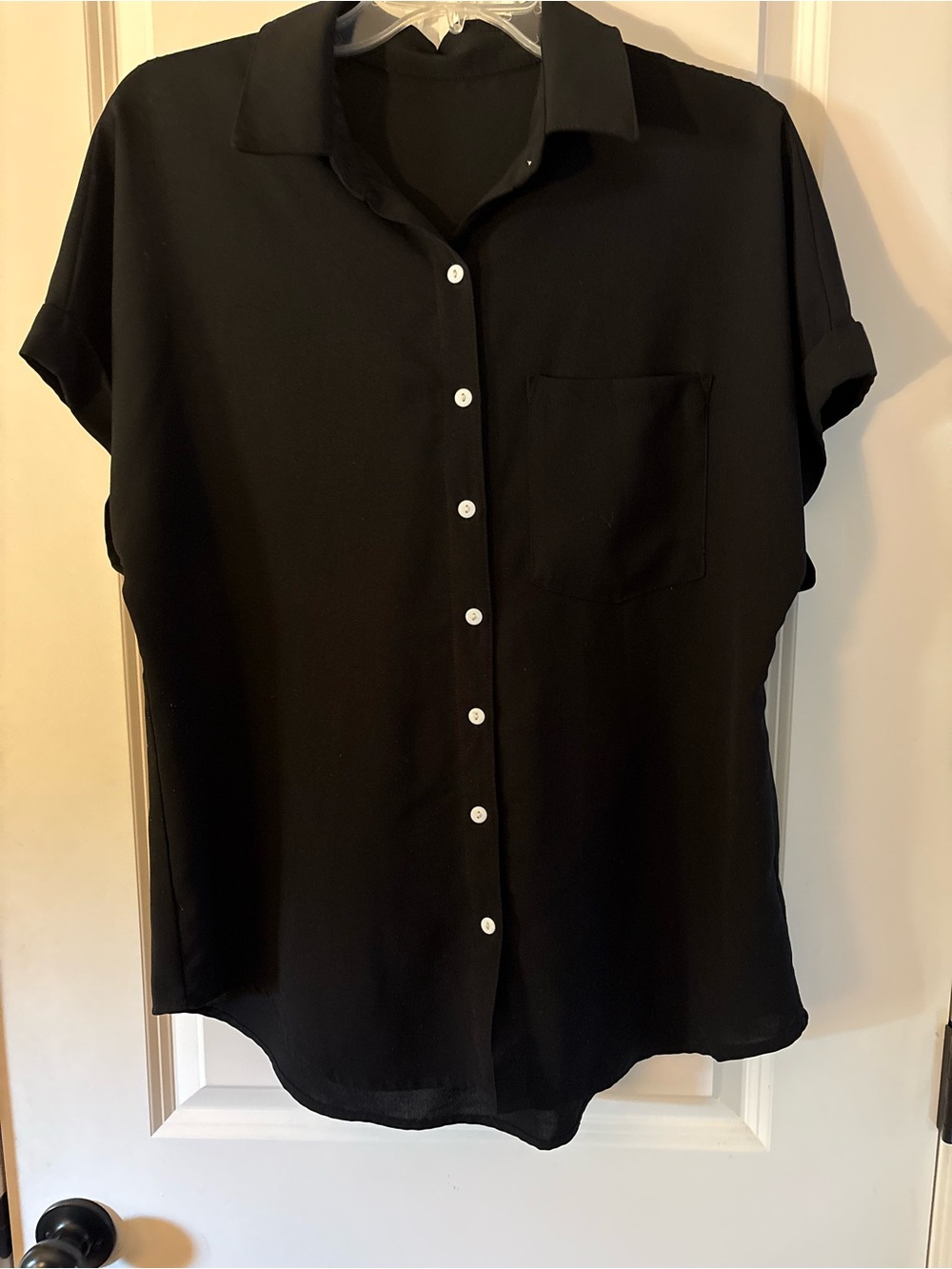 Classic Black Button-Front Women's Top